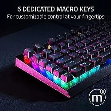 Razer BlackWidow V4 X - Mechanical Gaming Keyboard: Yellow Switches Linear & Silent - 6 Dedicated Macro Keys - Chroma RGB - Doubleshot ABS Keycaps - Media Controls - Sound Dampening & Stabilizers - Image 3