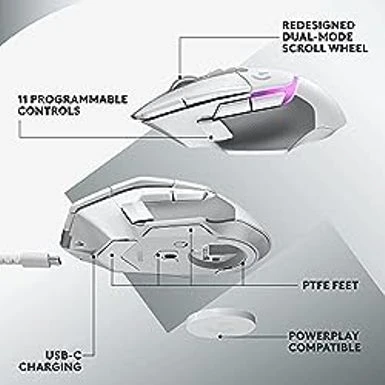Logitech G502 X Plus Lightspeed Wireless RGB Gaming Mouse - Optical Mouse With LIGHTFORCE Hybrid Switches, LIGHTSYNC RGB, Hero 25K Gaming Sensor, Compatible With PC - MacOS/Windows - White - Image 7