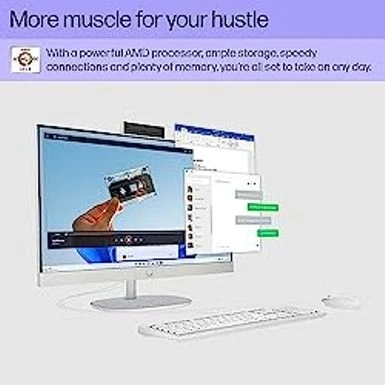HP 23.8 Inch All-in-One Desktop PC, FHD Display, AMD Athlon Gold 7220U, 8 GB RAM, 256 GB SSD, AMD Radeon Graphics, Windows 11 Home, 24-cr0020 (2023) - Image 3