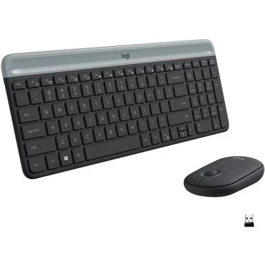 Logitech - MK470 Full-size Wireless Scissor Keyboard And Mouse Bundle For Windows With Quiet Clicks - Black/Gray