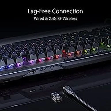 ASUS ROG Claymore II 100% / 80% TKL Wireless RGB Modular Gaming Keyboard, ROG RX Red Switches, PBT Doubleshot Keycaps, Detachable Numpad, Wrist Rest, Media Controls, USB Passthrough - Black PBT - Image 4