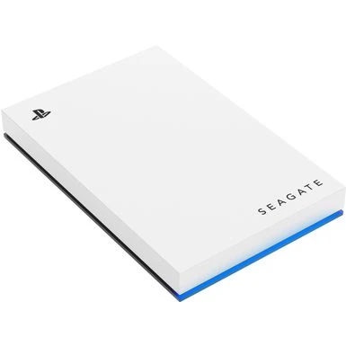 Seagate - Game Drive For PlayStation Consoles 2TB External USB 3.2 Gen 1 Portable Hard Drive With Blue LED Lighting - White