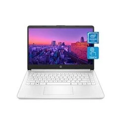 HP 14 Laptop, Intel Celeron N4020, 4GB RAM, 64 GB Storage, 14-inch HD Touchscreen, Windows 10 Home, Thin & Portable, 4K Graphics, One Year Of Microsoft 365 (14-dq0080nr, 2021, Snowflake White)