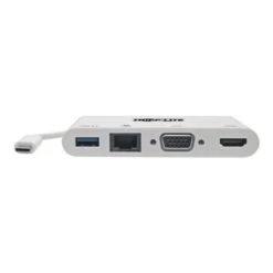 Tripp Lite USB C Docking Station Adapter 4K HDMI VGA Gbe USB-A Hub White - Docking Station - VGA HDMI