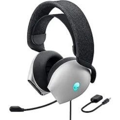 Dell Alienware AW520H Wired Gaming Headset - Dolby Atmos, Unidirectional, AlienFX 16.8 Million RGB Colors, Microphone Mute, Volume On-Headset Controls, 40mm Hi-Res Certified - Lunar Light, Lunar Light