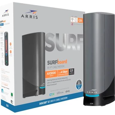 ARRIS - SURFboard DOCSIS 3.1 Multi-Gig Cable Modem & Wi-Fi 6 Router Combo - Black