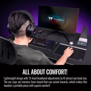 Thermaltake Argent H5 RGB 7.1 Surround Gaming Headset, 50mm Hi-Res Drivers, Compatible With PC, Xbox One, PS4, Mac, Mobile And Nintendo Switch, Black, GHT-THF-DIECBK-31 - Image 4