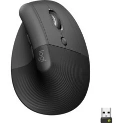Logitech - Lift Vertical Wireless Ergonomic Mouse With 4 Customizable Buttons - Graphite