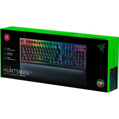 Razer - Huntsman V2 Full Size Wired Optical Red Linear Switch Gaming Keyboard With Chroma RGB Backlighting - Black - Image 2
