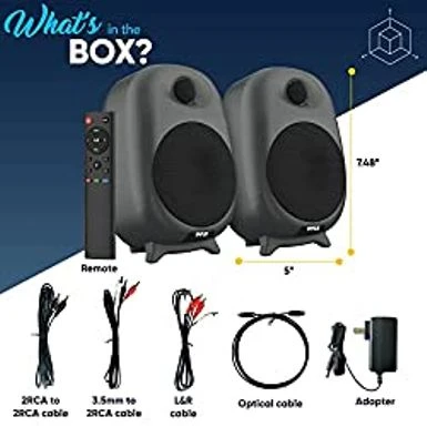 Pyle High Fidelity Bookshelf Monitor Speakers, HiFi Studio Monitor Computer Desk Stereo Speaker System, Connections And Studio Quality Sound, Black - PBKSR40 - Image 7