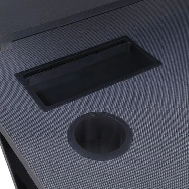 OSP Home Furnishings - Checkpoint Ghost Battlestation Gaming Desk With RGB LED Lights - Black / Carbon - Image 5