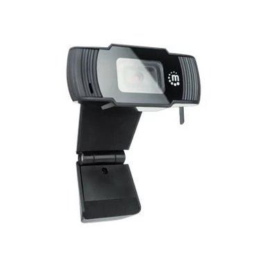 Manhattan USB Webcam Two Megapixels 1080p Full HD USB-A Integrated Microphone Adjustable Clip Base 30 Frame Per Second Black Box - Webcam - Image 2