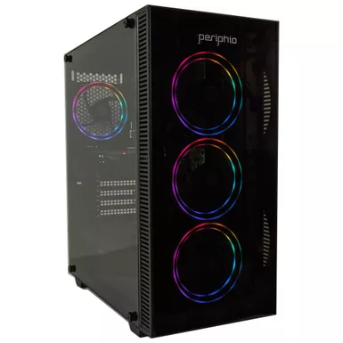 Periphio Blue Gaming PC Tower Desktop Computer, Intel Quad Core I5 3.4GHz, 16GB RAM, 120GB SSD + 1TB 7200 RPM HDD, Windows 10, Nvidia GT1030 Graphics Card, RGB, HDMI, Wi-Fi
