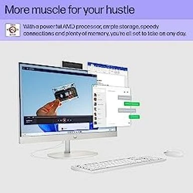 HP 23.8 Inch All-in-One Desktop PC, FHD Display, AMD Athlon Silver 7120U, 8 GB RAM, 256 GB SSD, AMD Radeon Graphics, Windows 11 Home, 24-cr0010 (2023) - Image 3