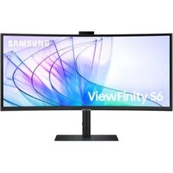 Samsung - ViewFinity S65VC 34" Ultra-WQHD 100Hz AMD FreeSync™ HDR10 Curved Monitor With Built -in Speakers And Built-in Camera - Black