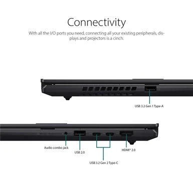 ASUS VivoBook S15 S3502 15.6" Full HD Notebook Computer, AMD Ryzen 7 5800H 3.2GHz, 8GB RAM, 512GB SSD, Windows 11 Home, Indie Black - Image 6