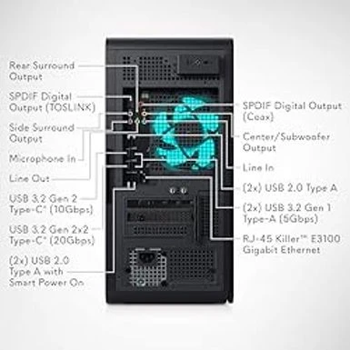 Dell Alienware Aurora R16 Gaming Desktop - Intel Core I7-13700F, 16GB DDR5 RAM, 512GB SSD + 1TB HDD, NVIDIA GeForce RTX 4060 8GB GDDR6 Graphics, Windows 11 Home, 1 Year Premium Support - Basalt Black - Image 7