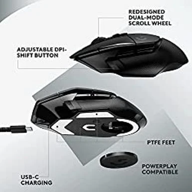 Logitech G502 X Lightspeed Wireless Gaming Mouse - Optical Mouse With LIGHTFORCE Hybrid Optical-Mechanical Switches, Hero 25K Gaming Sensor, Compatible With PC - MacOS/Windows - Black - Image 5