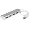 StarTech 4-Port Portable Apple Style USB 3.0 Hub With Built-In Cable, Silver & White