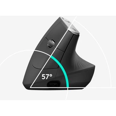 Logitech - MX Vertical Advanced Wireless Optical Ergonomic Mouse With USB And Bluetooth Connection - Graphite - Image 9