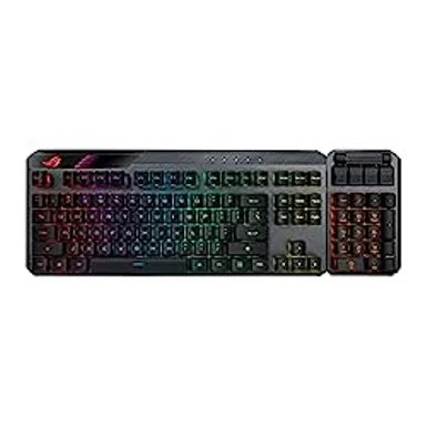 ASUS ROG Claymore II 100% / 80% TKL Wireless RGB Modular Gaming Keyboard, ROG RX Red Switches, PBT Doubleshot Keycaps, Detachable Numpad, Wrist Rest, Media Controls, USB Passthrough - Black PBT