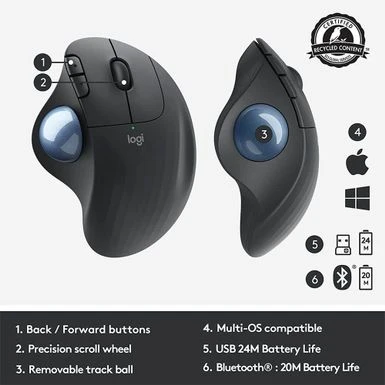 Logitech M575 Wireless Trackball Mouse - Graphite - Image 6