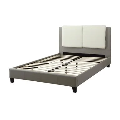 Elegant Wooden E.King Bed With White PU Head Board, Gray - Image 2
