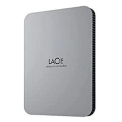 Seagate LaCie Mobile Drive 1TB External Hard Drive Portable HDD - Moon Silver, USB-C 3.2, For PC And Mac, Post-Consumer Recycled, With Adobe All Apps Plan And Rescue Services (STLP1000400)
