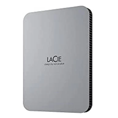 Seagate LaCie Mobile Drive 1TB External Hard Drive Portable HDD - Moon Silver, USB-C 3.2, For PC And Mac, Post-Consumer Recycled, With Adobe All Apps Plan And Rescue Services (STLP1000400)