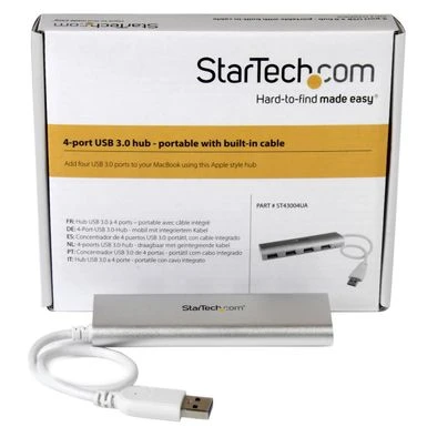 StarTech 4-Port Portable Apple Style USB 3.0 Hub With Built-In Cable, Silver & White - Image 5