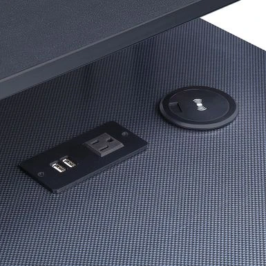 OSP Home Furnishings - Checkpoint Ghost Battlestation Gaming Desk With RGB LED Lights - Black / Carbon - Image 6