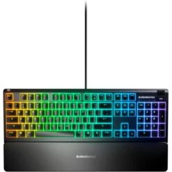 SteelSeries - Apex 3 Full Size Wired Membrane Whisper Quiet Switch Gaming Keyboard With 10 Zone RGB Backlighting - Black