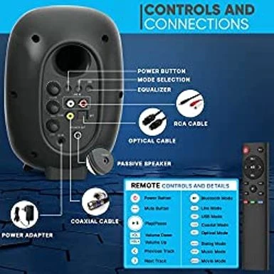 Pyle High Fidelity Bookshelf Monitor Speakers, HiFi Studio Monitor Computer Desk Stereo Speaker System, Connections And Studio Quality Sound, Black - PBKSR40 - Image 2