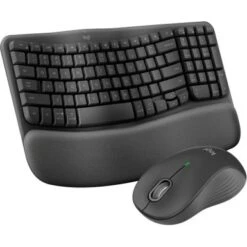 Logitech - Wave Keys MK670 Combo Ergonomic Wireless Keyboard And Mouse Bundle For Windows/Mac With Integrated Palm-rest - Graphite
