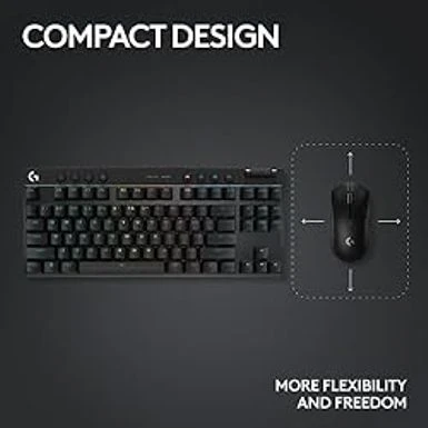 Logitech G PRO X TKL Lightspeed Wireless Gaming Keyboard, Ultra-Portable Tenkeyless Design, LIGHTSYNC RGB, PBT Keycaps, Clicky Switches (GX Blue),Black - Image 7