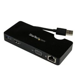 StarTech.com USB 3.0 To HDMI Or VGA Adapter Dock - USB 3.0 Mini Docking Station W/ USB GbE Ports - Portable Universal Laptop Travel Hub (USB3SMDOCKHV) - Docking Station - USB - HDMI - GigE