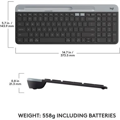 Logitech - K585 Full-size Wireless Scissor Keyboard For Windows, Mac, Chrome, Android With Build-in Cradle For Device - Graphite - Image 3