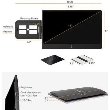 SideTrak - Swivel Attachable Portable 14" Monitor - Black - Image 5