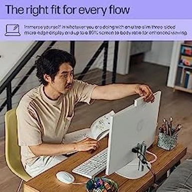 HP 23.8 Inch All-in-One Desktop PC, FHD Display, AMD Athlon Silver 7120U, 8 GB RAM, 256 GB SSD, AMD Radeon Graphics, Windows 11 Home, 24-cr0010 (2023) - Image 4