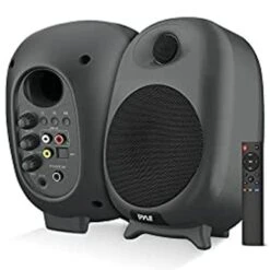 Pyle High Fidelity Bookshelf Monitor Speakers, HiFi Studio Monitor Computer Desk Stereo Speaker System, Connections And Studio Quality Sound, Black - PBKSR40