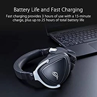 ASUS ROG Delta S Wireless Gaming Headset (AI Beamforming Mic, 7.1 Surround Sound, 50mm Drivers, Lightweight, Low-Latency, 2.4GHz, Bluetooth, USB-C, For PC, Mac, PS4, PS5, Switch, Mobile Device)-Black - Image 5