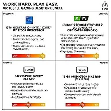 HP Victus 15L Gaming Desktop HyperX Bundle, 13th Generation Intel Core I7-13700F, 16 GB RAM, 512 GB SSD, NVIDIA GeForce RTX 3060 Graphics, Windows 11 Home, TG02-1030h (2023) - Image 2