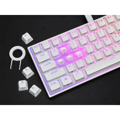 CORSAIR - K65 RGB Mini Wired 60% Mechanical Cherry MX SPEED Linear Switch Gaming Keyboard With PBT Double-Shot Keycaps - White - Image 4