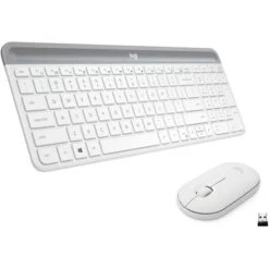 Logitech - MK470 Full-size Wireless Scissor Keyboard And Mouse Bundle For Windows With Quiet Clicks - Off-White