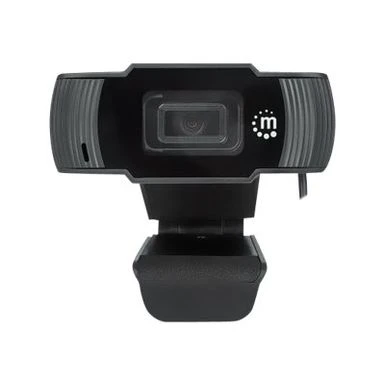 Manhattan USB Webcam Two Megapixels 1080p Full HD USB-A Integrated Microphone Adjustable Clip Base 30 Frame Per Second Black Box - Webcam