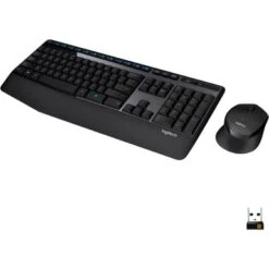 Logitech - MK345 Wireless Ergonomic Membrane Keyboard And Mouse Bundle For PC - Black/blue
