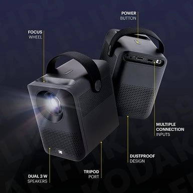Kodak - FLIK HD9 Smart Projector, 1080p Portable Movie Projector With Android TV, Wi-Fi, Bluetooth & Built-In Speakers - Black - Image 5