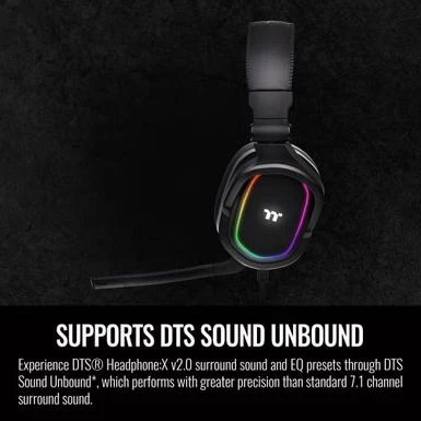 Thermaltake Argent H5 RGB 7.1 Surround Gaming Headset, 50mm Hi-Res Drivers, Compatible With PC, Xbox One, PS4, Mac, Mobile And Nintendo Switch, Black, GHT-THF-DIECBK-31 - Image 3