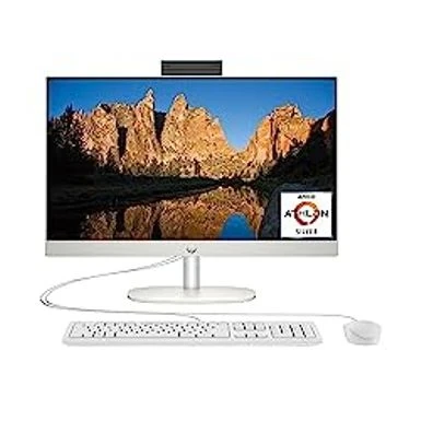 HP 23.8 Inch All-in-One Desktop PC, FHD Display, AMD Athlon Silver 7120U, 8 GB RAM, 256 GB SSD, AMD Radeon Graphics, Windows 11 Home, 24-cr0010 (2023)