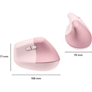 Logitech - Lift Vertical Wireless Ergonomic Mouse With 4 Customizable Buttons - Rose - Image 2